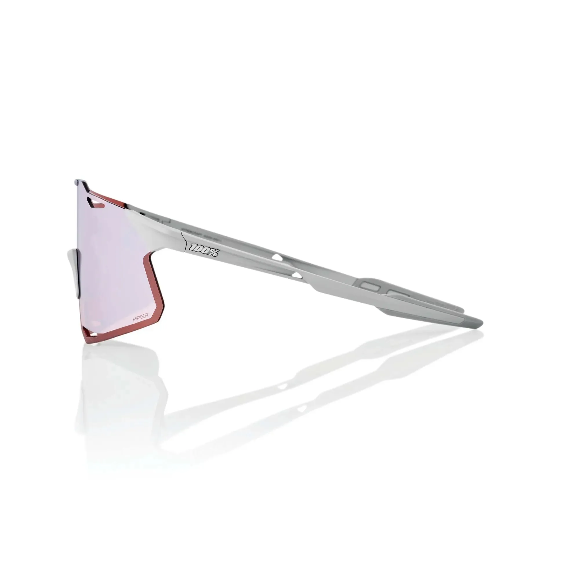 100% Hypercraft Glasses Matt Stone Grey / HiPER Crimson Silver Mirror Lens