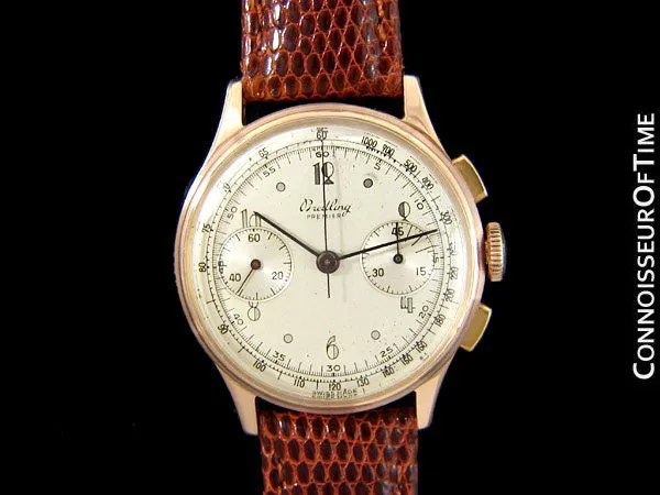 1945 Breitling Vintage Aviator's Ref. 760 Mens Chronograph Watch - 18K Rose Gold