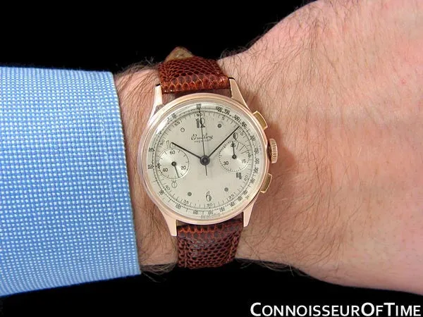 1945 Breitling Vintage Aviator's Ref. 760 Mens Chronograph Watch - 18K Rose Gold