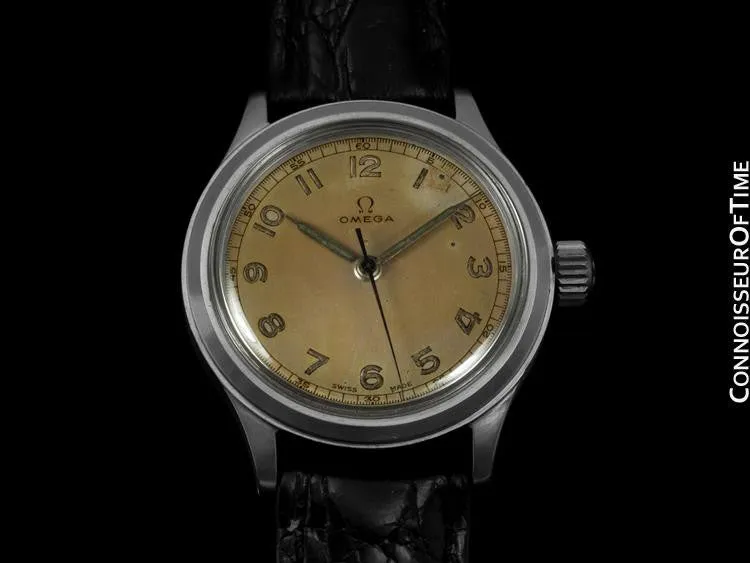 1947 Omega Vintage Ref. 2179/4 Large Mens Watch, Stainless Steel - Military Style Watch