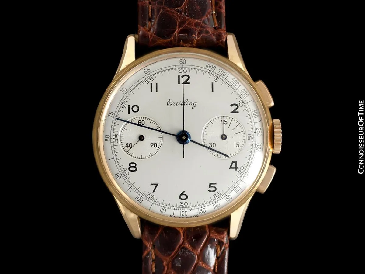 1948 Breitling Vintage Aviator's Ref. 760 Mens Chronograph Watch - 18K Rose Gold