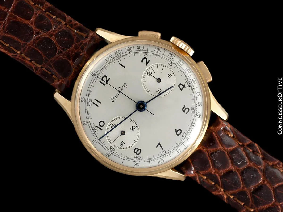 1948 Breitling Vintage Aviator's Ref. 760 Mens Chronograph Watch - 18K Rose Gold