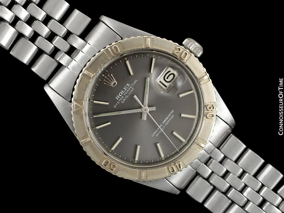 1969 Rolex Vintage Turn-O-Graph Thunderbird Datejust Mens Watch, 1625 - Stainless Steel & 18K White Gold