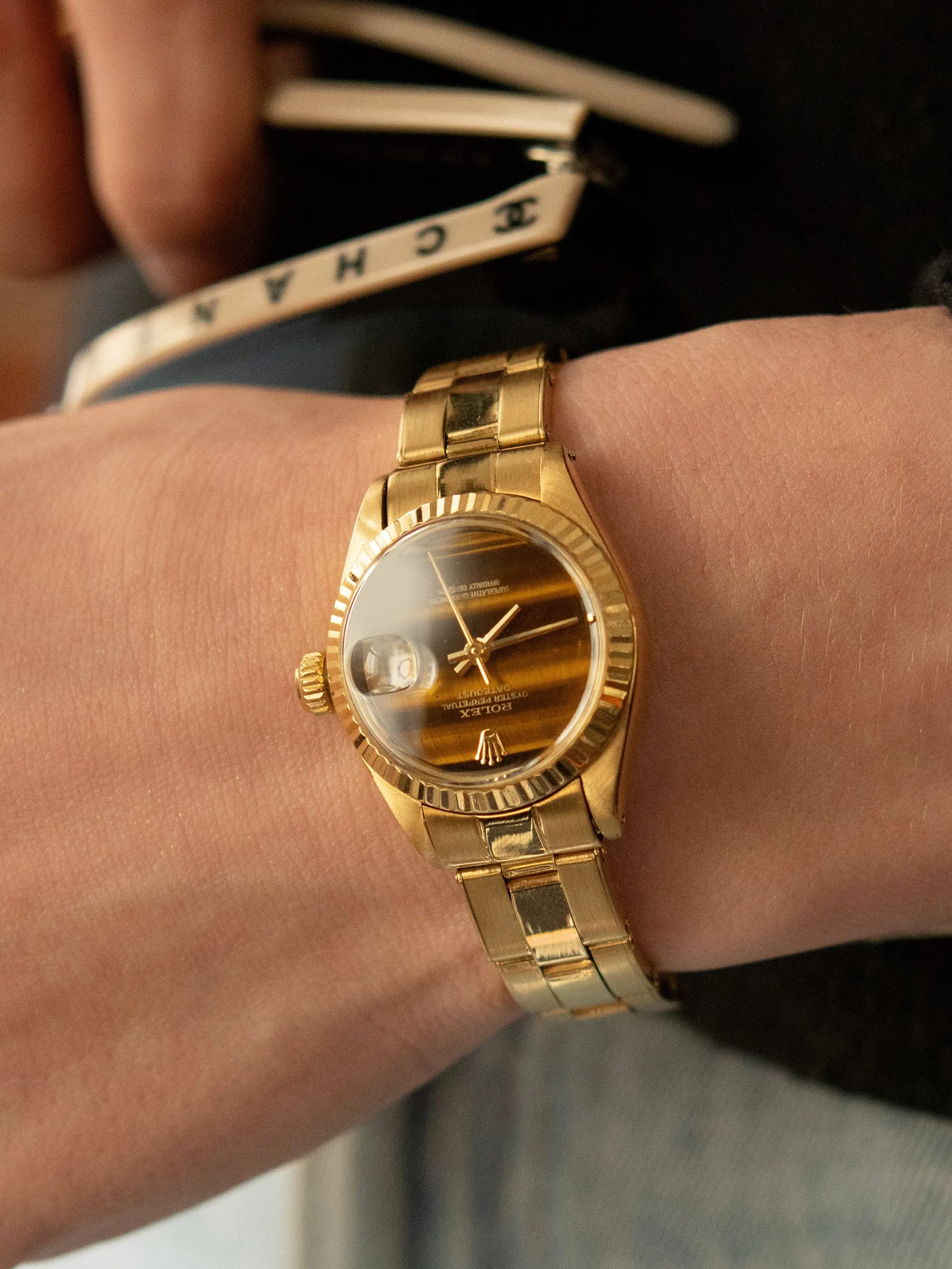 1979 Rolex Ladies Datejust 18K YG (Ref. 6917) Tiger Eye Stone Dial W/ Box & Papers