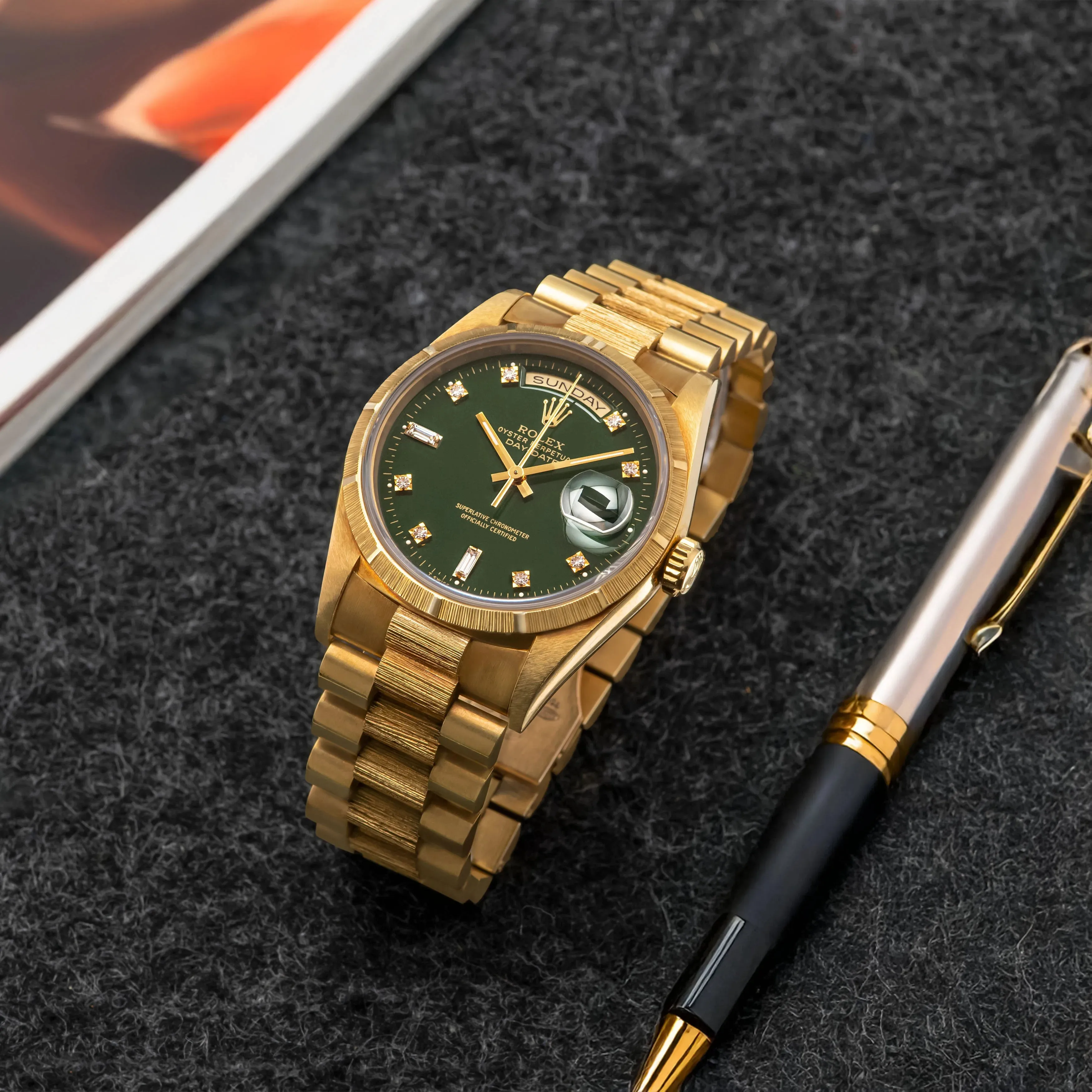 1994 Rolex Day Date British Racing Green Stella Diamond Dial Ref. 18248
