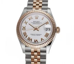 31mm Steel & 18k Everose Gold White Roman Dial Jubilee Bracelet
