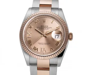 36mm Steel & Everose Gold Rose Roman Diamond VI & IX Dial Oyster Bracelet