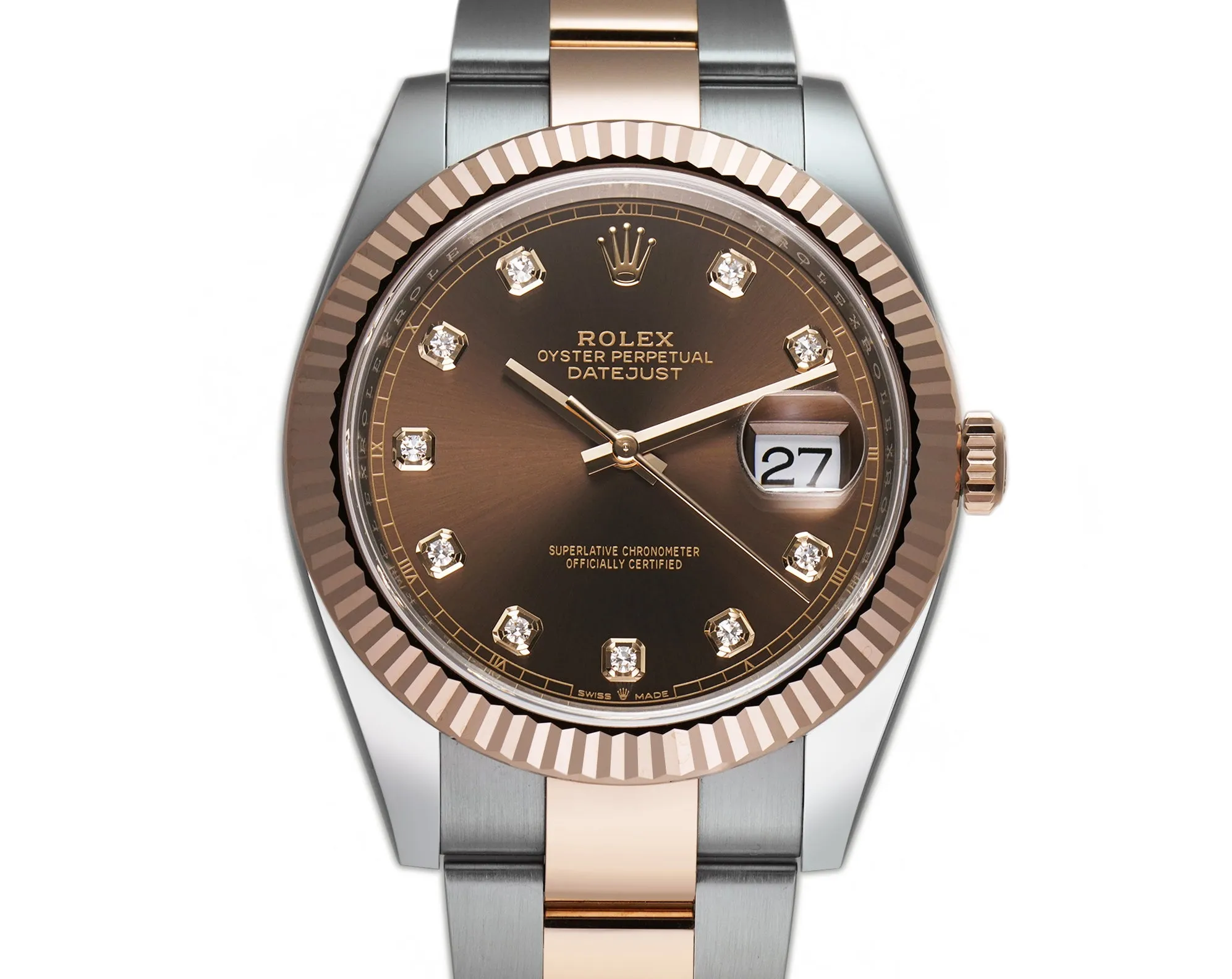 41mm Steel & Everose Gold Chocolate Diamond Dial Oyster Bracelet