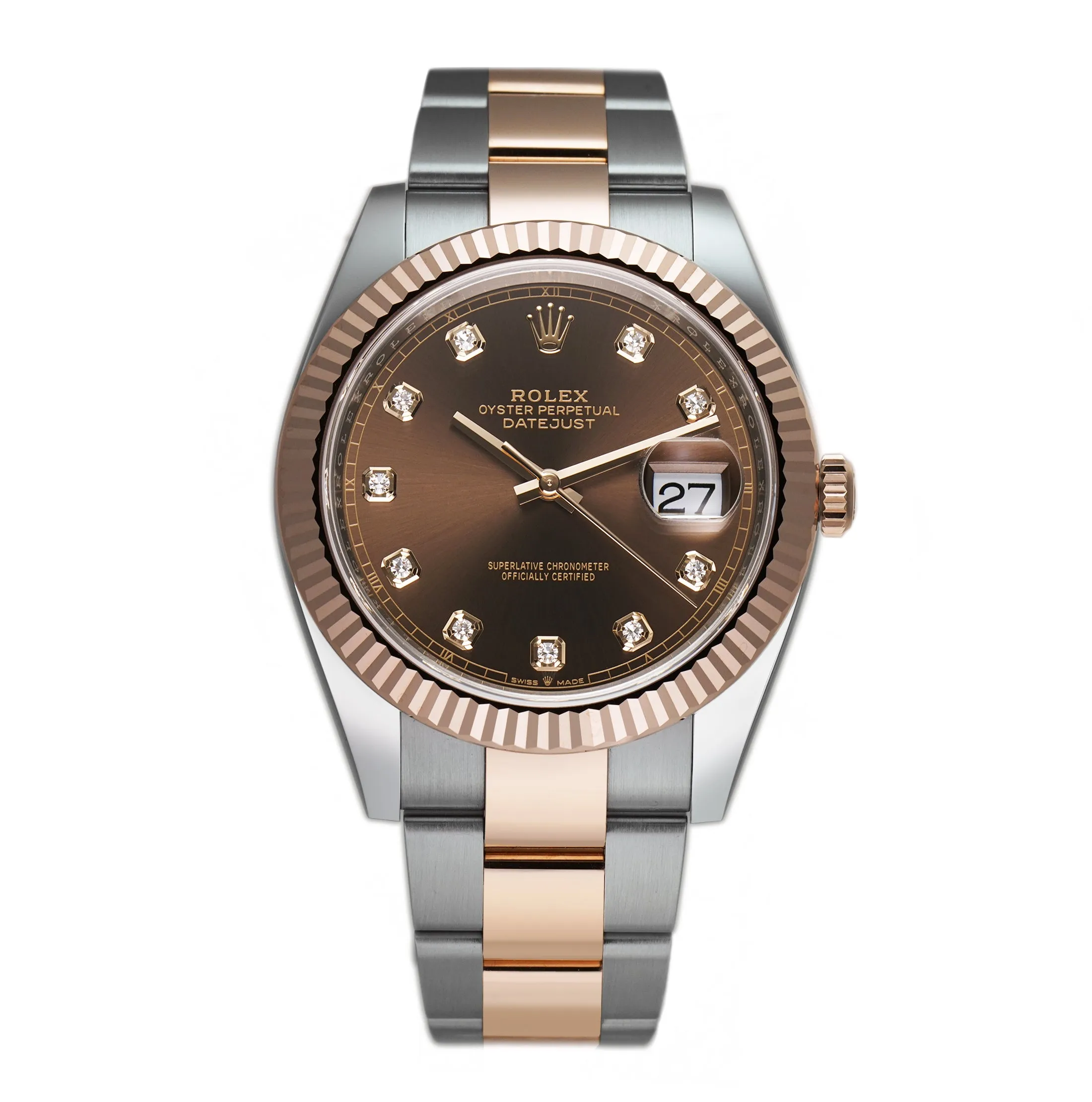 41mm Steel & Everose Gold Chocolate Diamond Dial Oyster Bracelet