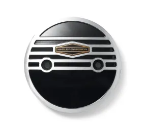 '66 COLLECTION ALTERNATOR PLUG COVER - SPORTSTER S/PAN AMERICA (GLOSS BLACK/BRUSHED ALUMINIUM)