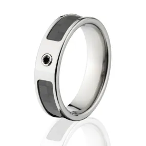 6mm Flat Black Carbon Fiber Ring, Custom Black Diamond Carbon Fiber