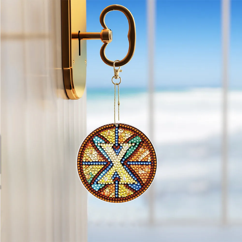 A-Z 26 Letters Double Sided Special Shape Diamond Painting Keychain Pendant (X)