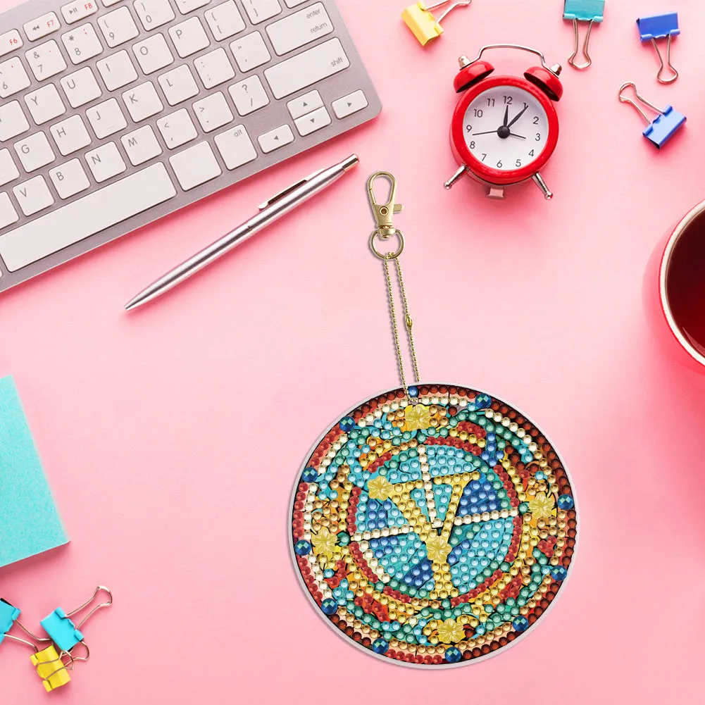 A-Z 26 Letters Double Sided Special Shape Diamond Painting Keychain Pendant (Y)