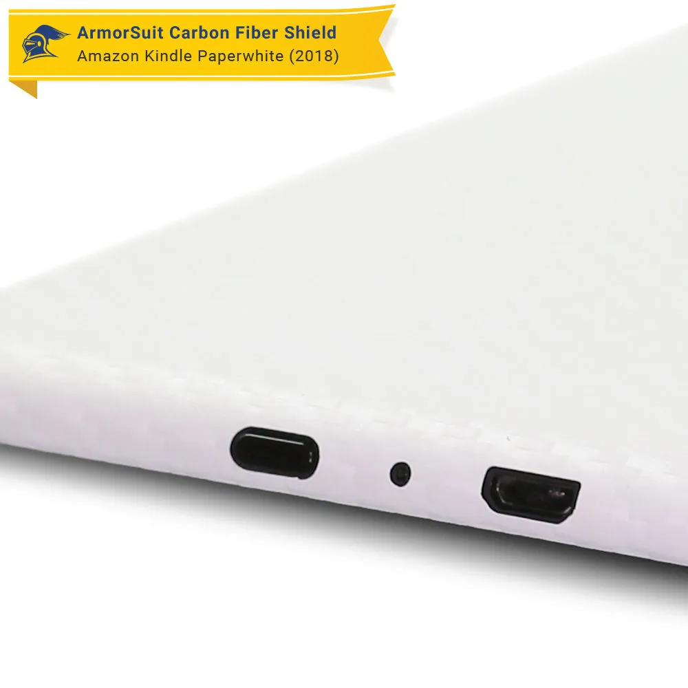 Amazon Kindle Paperwhite (2018) Screen Protector   White Carbon Fiber Skin