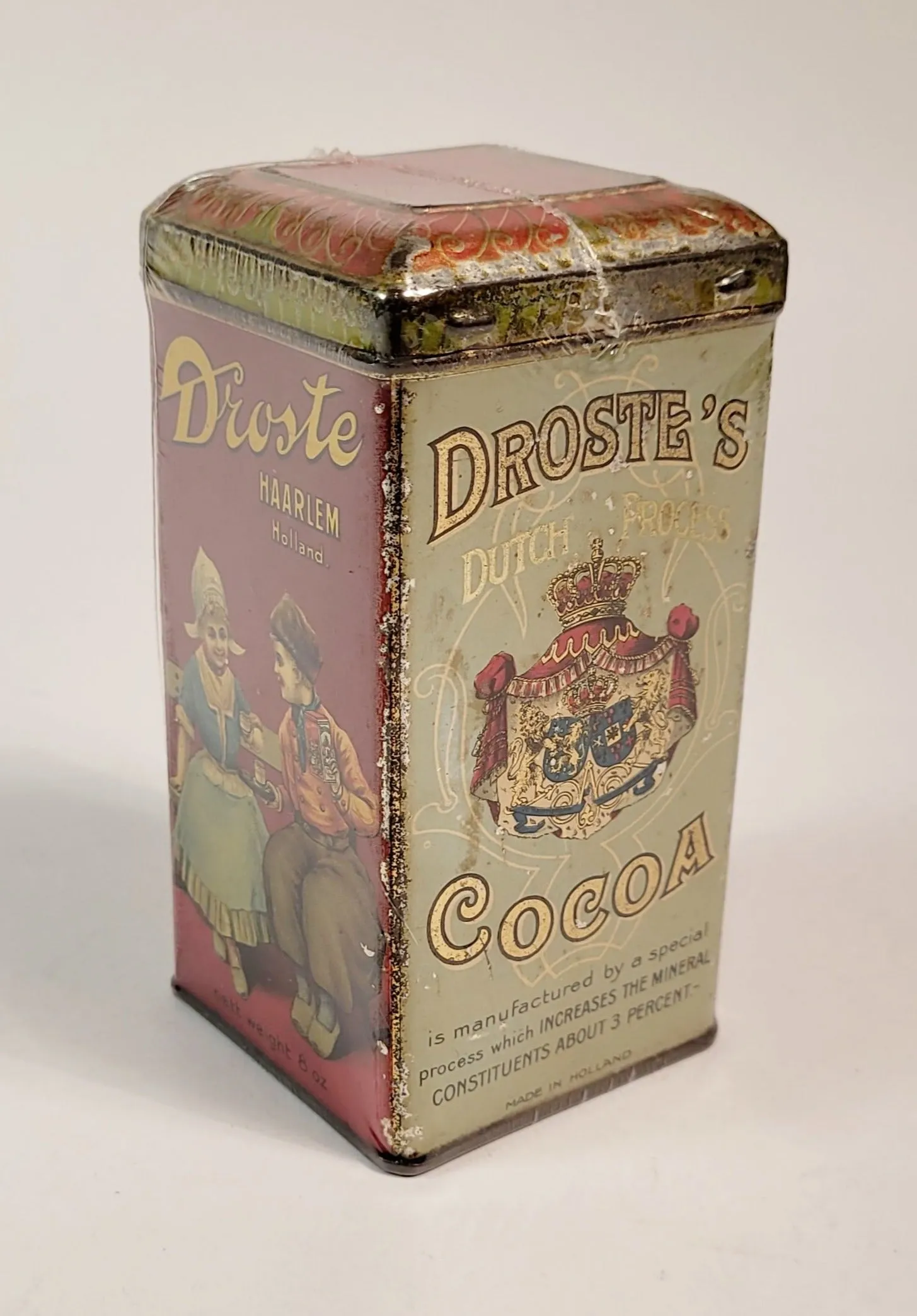 Antique DROSTE’S Dutch Process COCOA TIN, Hot Chocolate, Haarlem, Vintage Kitchen