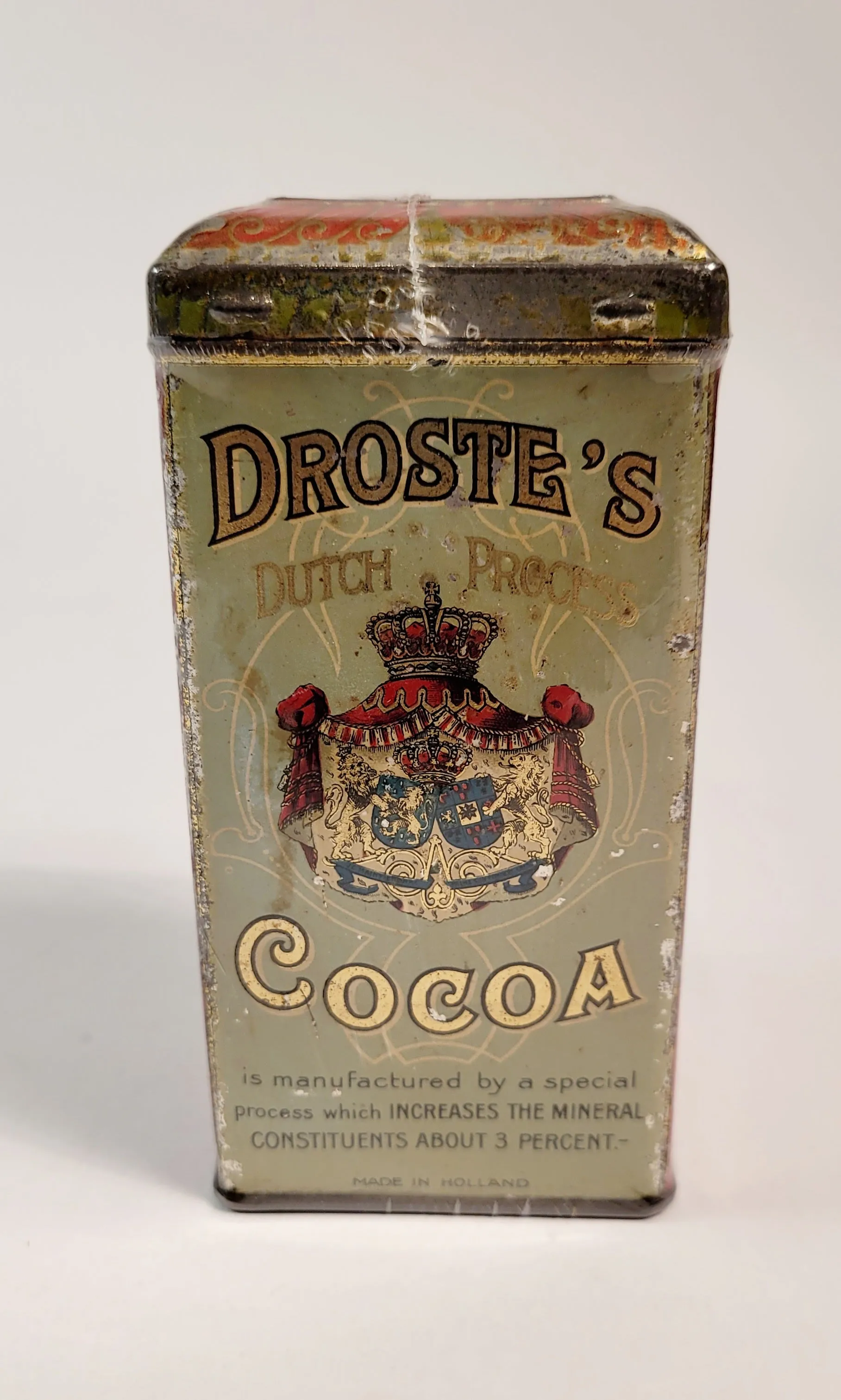 Antique DROSTE’S Dutch Process COCOA TIN, Hot Chocolate, Haarlem, Vintage Kitchen