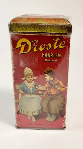 Antique DROSTE’S Dutch Process COCOA TIN, Hot Chocolate, Haarlem, Vintage Kitchen