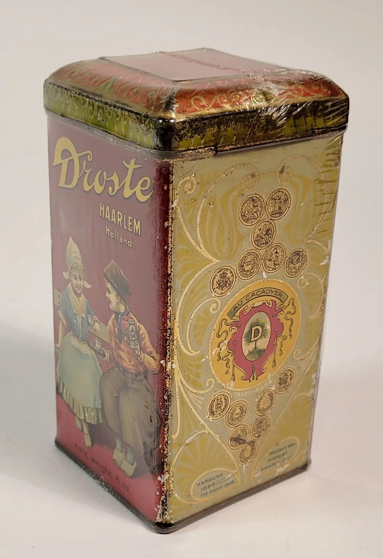 Antique DROSTE’S Dutch Process COCOA TIN, Hot Chocolate, Haarlem, Vintage Kitchen