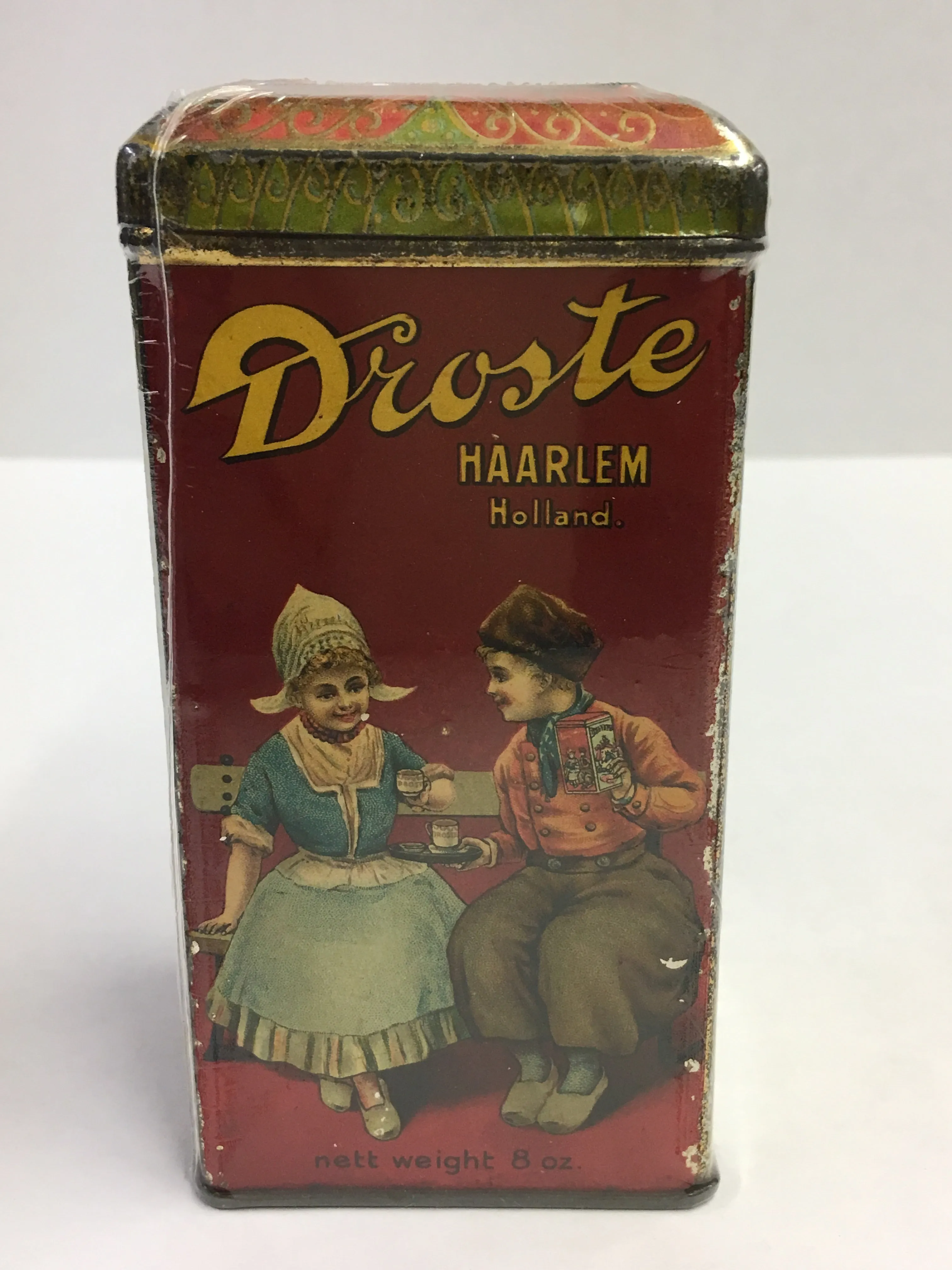 Antique DROSTE’S Dutch Process COCOA TIN, Hot Chocolate, Haarlem, Vintage Kitchen