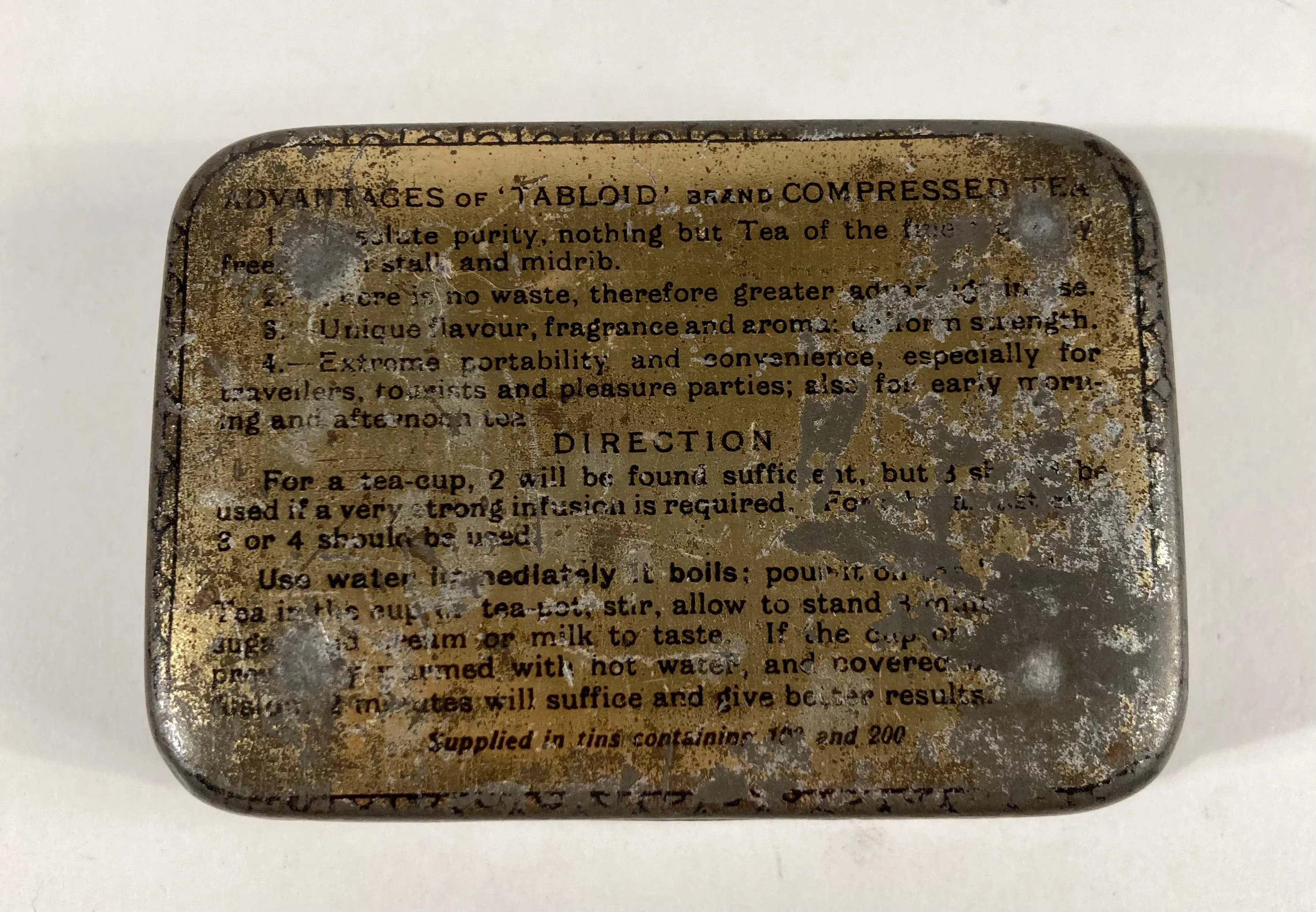 Antique Victorian TABLOID TEA Tin B, Empty