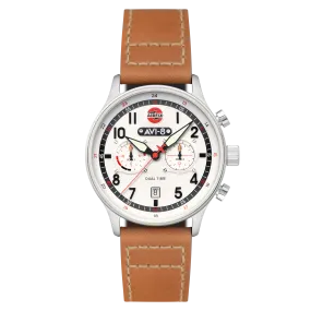 AVI-8 Hawker Hurricane Carey Dual Time - Airfix Edition Silver White Men's Watch AV-4088-06