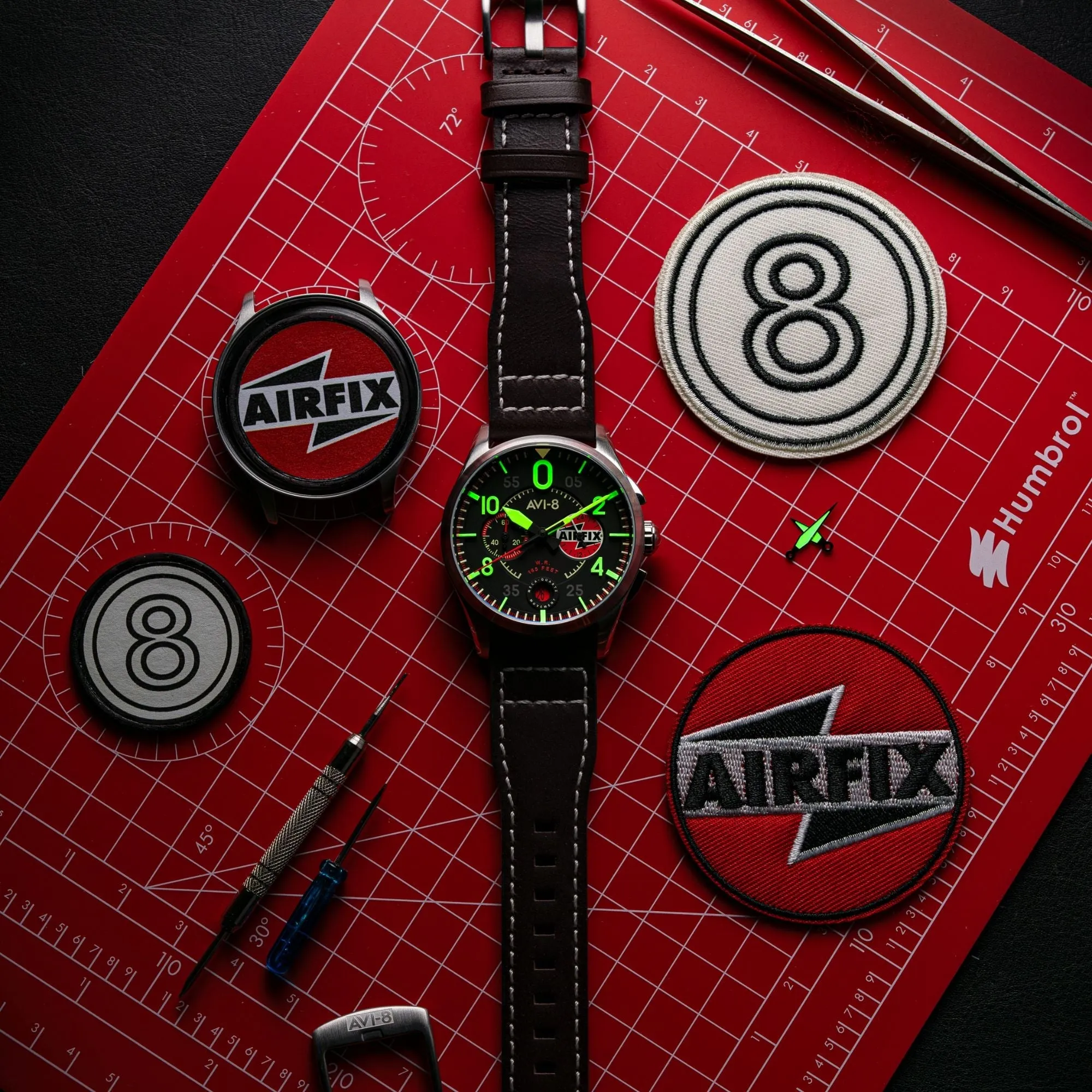 AVI-8 Spitfire Lock Chronograph - Airfix Edition Raven Black Men's Watch AV-4089-09