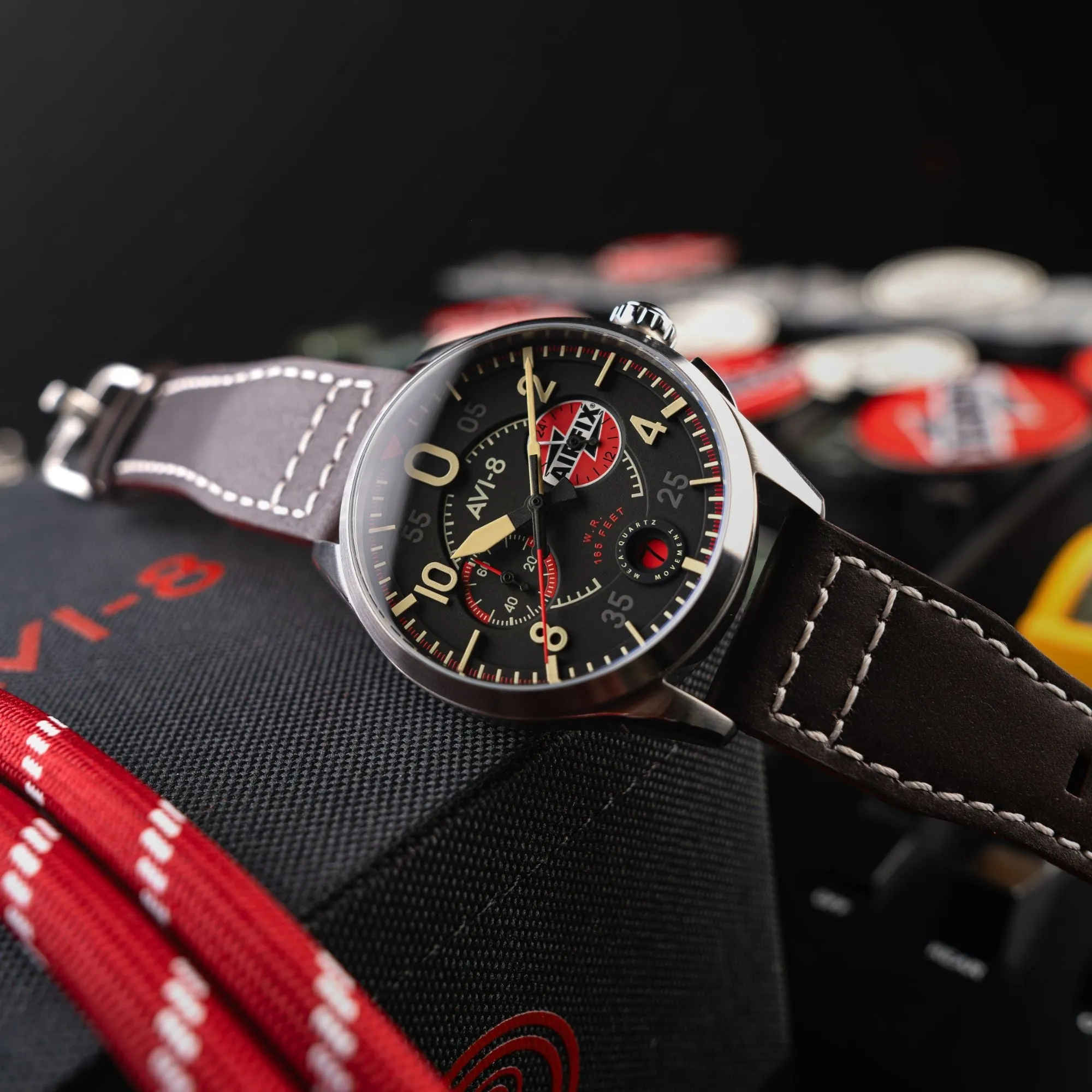 AVI-8 Spitfire Lock Chronograph - Airfix Edition Raven Black Men's Watch AV-4089-09