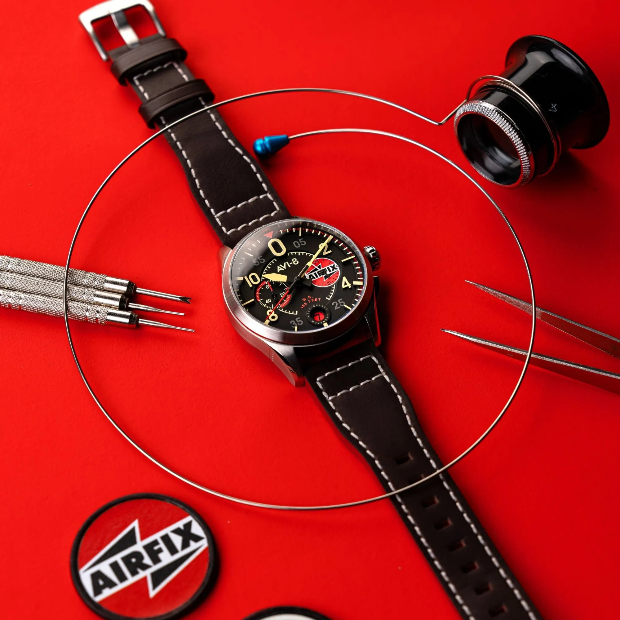 AVI-8 Spitfire Lock Chronograph - Airfix Edition Raven Black Men's Watch AV-4089-09