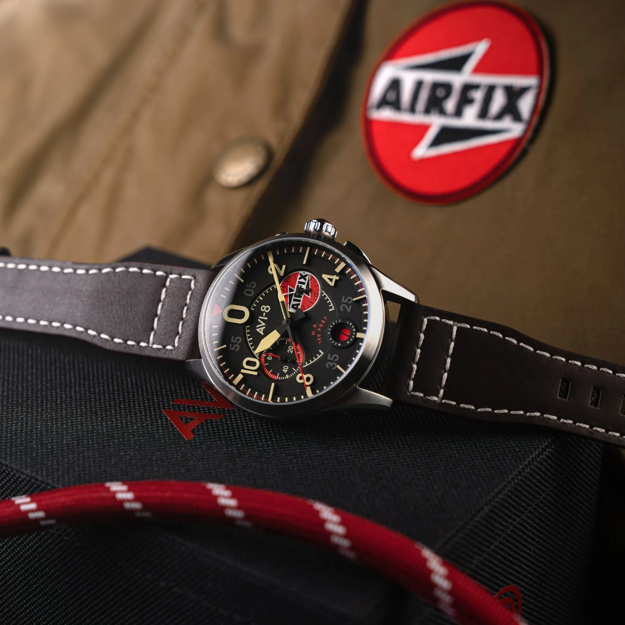 AVI-8 Spitfire Lock Chronograph - Airfix Edition Raven Black Men's Watch AV-4089-09