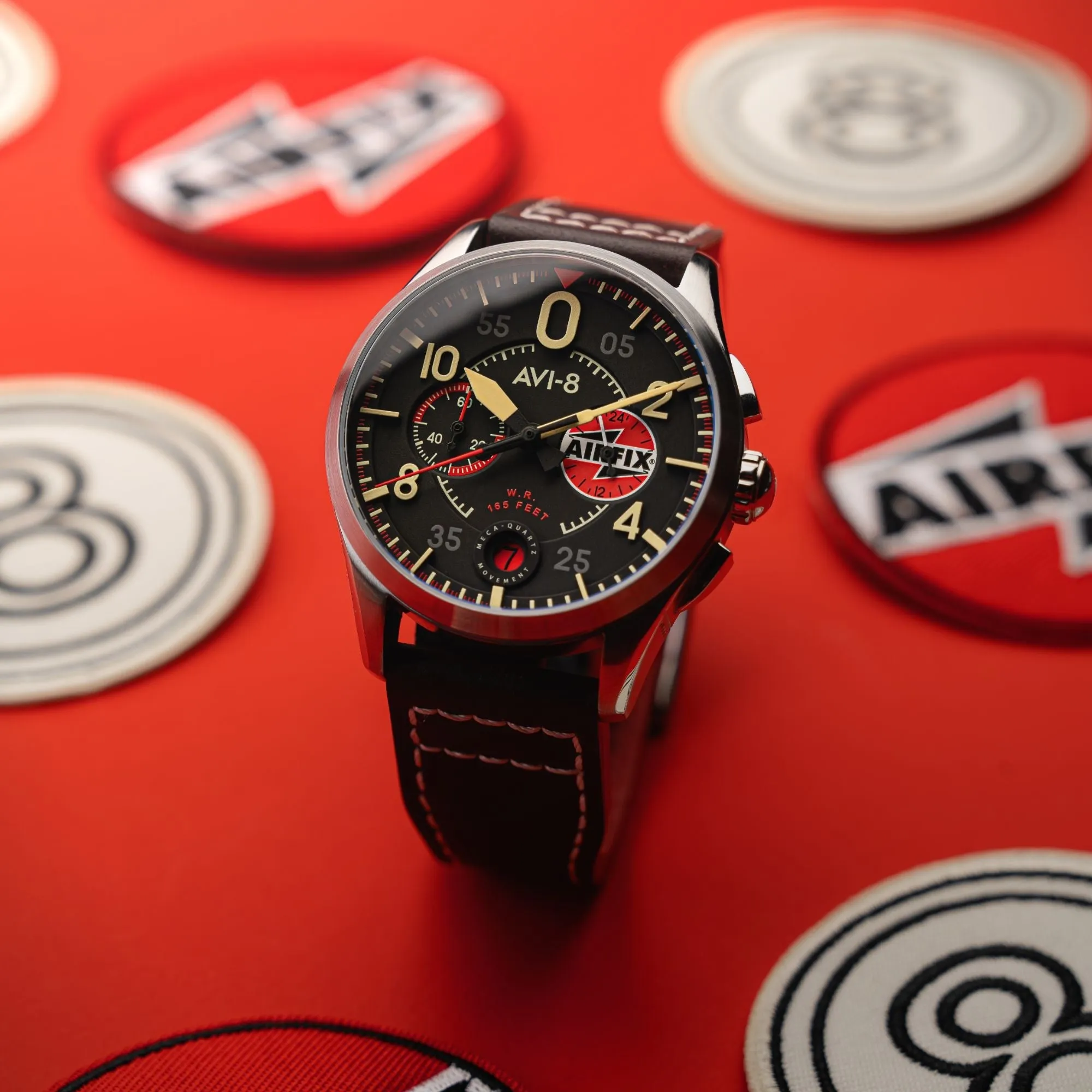 AVI-8 Spitfire Lock Chronograph - Airfix Edition Raven Black Men's Watch AV-4089-09