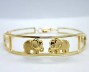 Baby Elephants Bracelet - 18k Yellow Gold and Diamonds