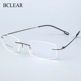 Bclear Men's Eyeglasses Titanium Alloy Rimless Ultralight Sj808