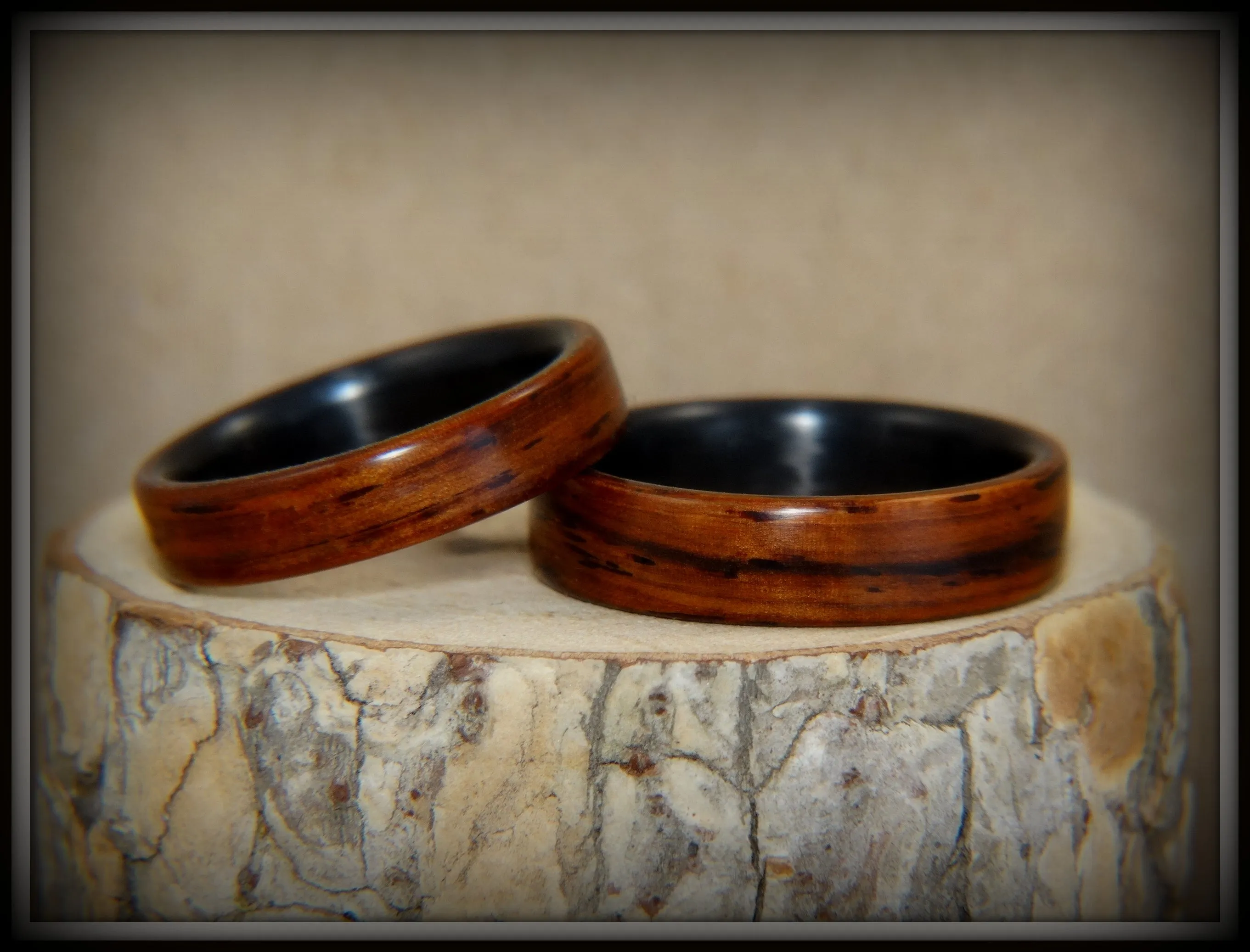 Bentwood Rings Set - "Composite" Cocobolo on Carbon Fiber Cores