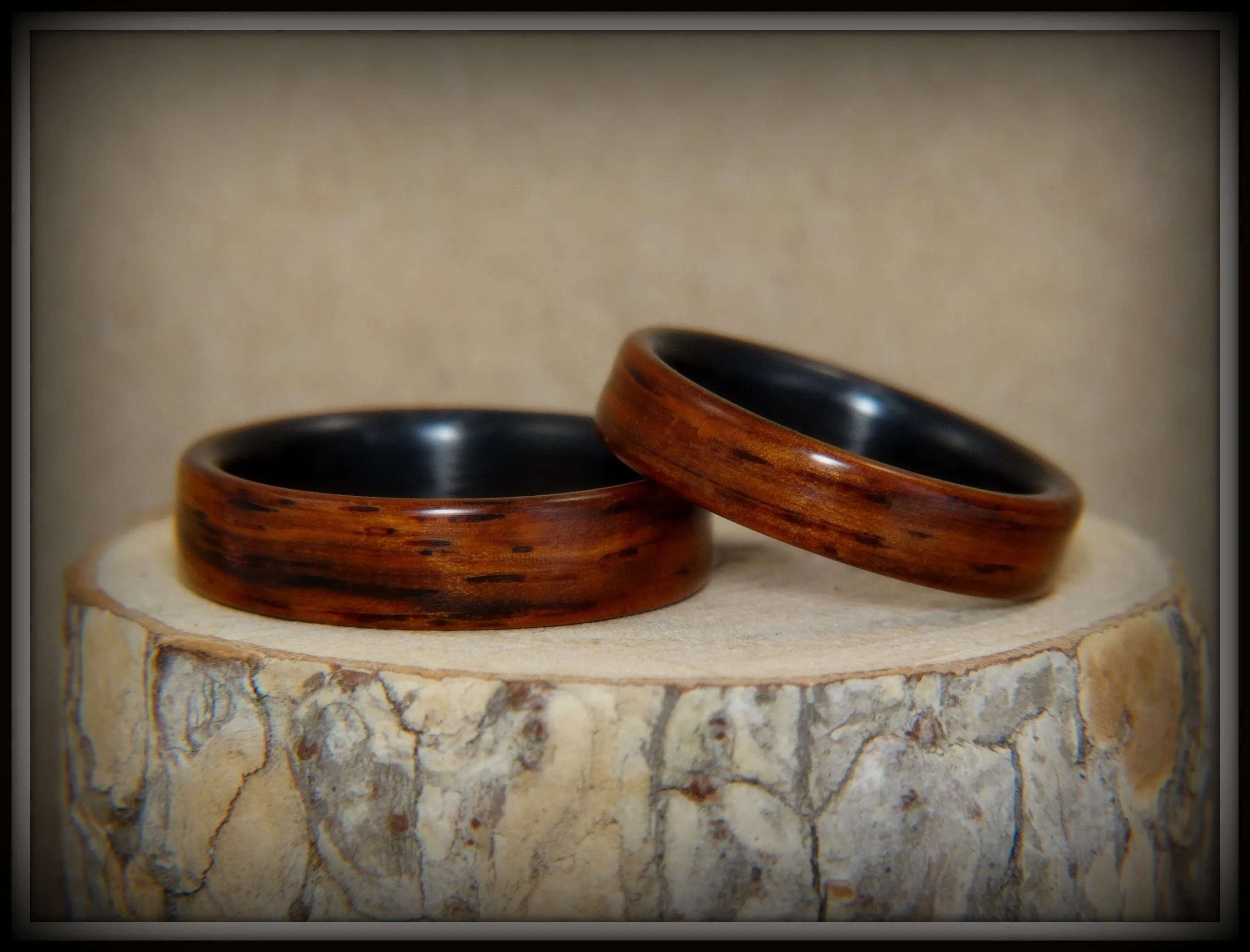 Bentwood Rings Set - "Composite" Cocobolo on Carbon Fiber Cores