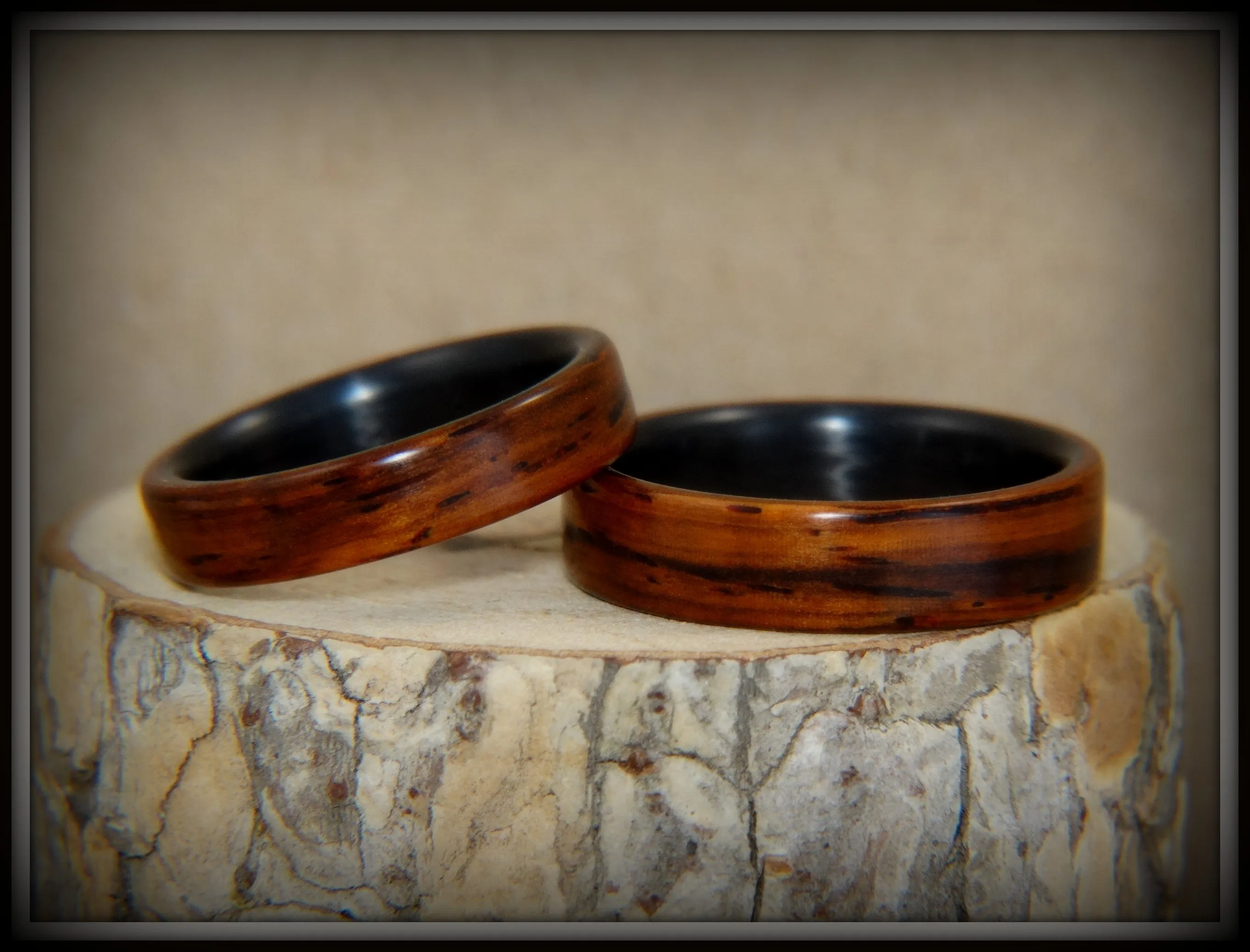 Bentwood Rings Set - "Composite" Cocobolo on Carbon Fiber Cores