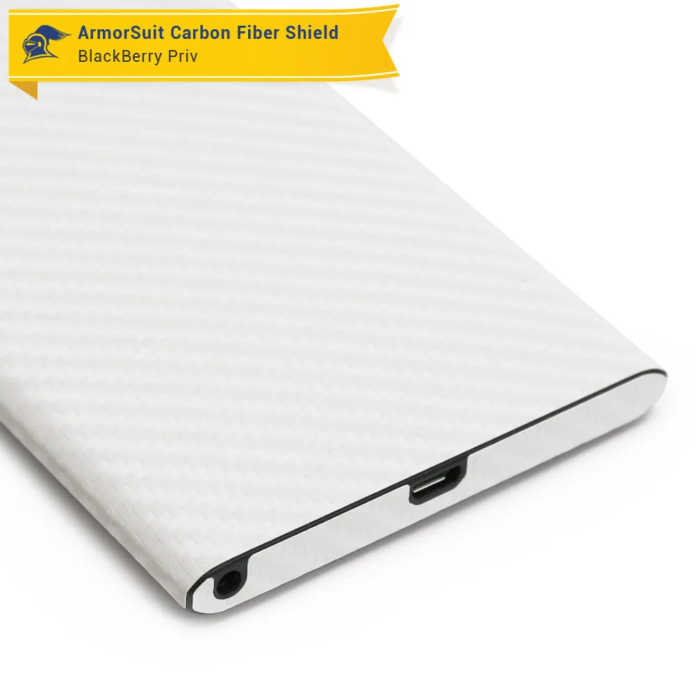 BlackBerry Priv Screen Protector   White Carbon Fiber Skin