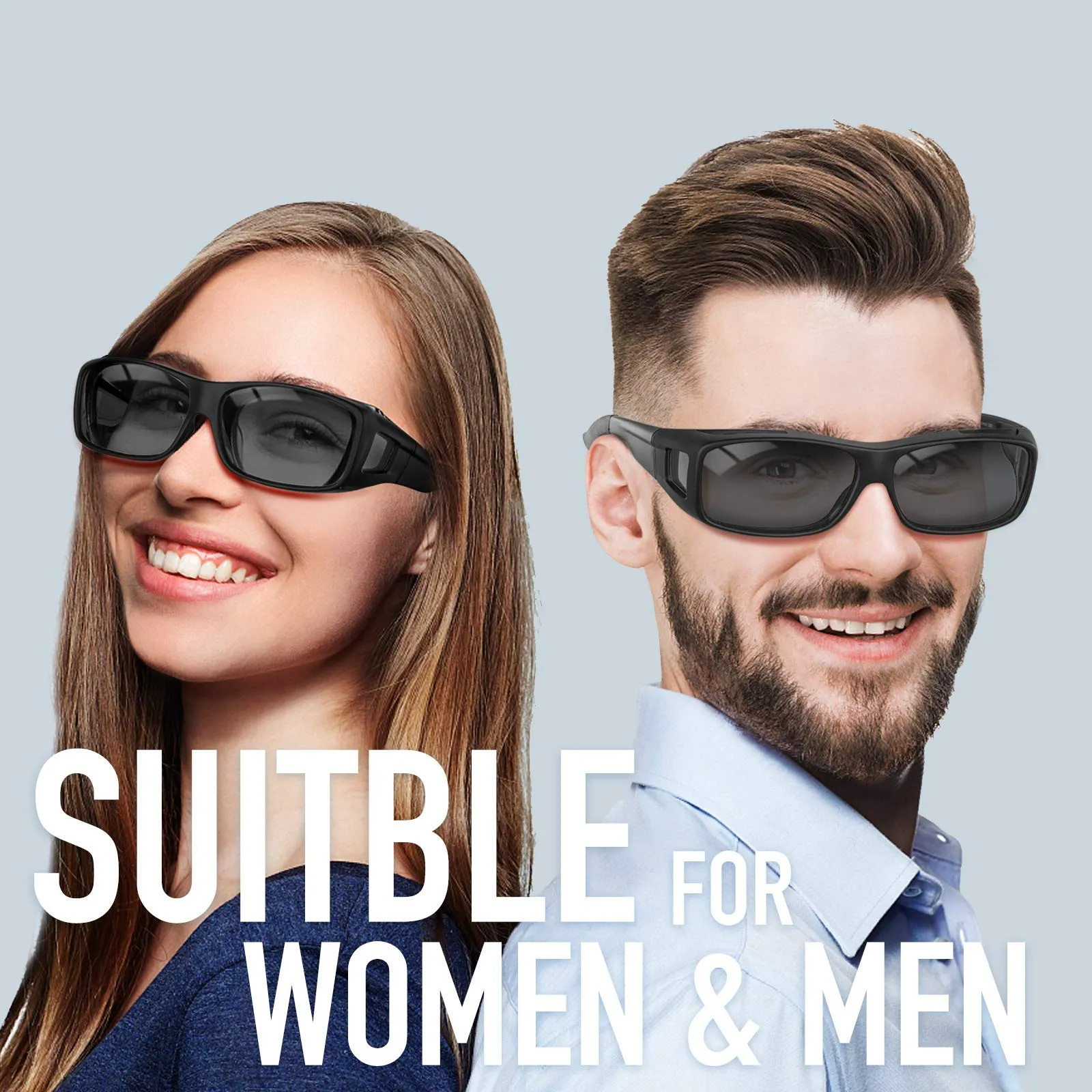 Bloomoak Fit Over Glasses,Over Prescription Glasses,100% UV Protection Anti-glare Sunglasses Wrap-around TR90 Frame for Men & Women Black