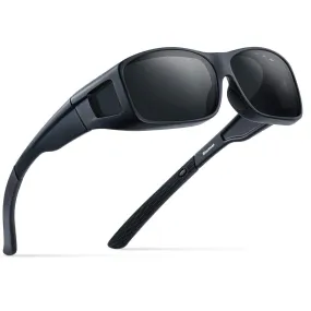 Bloomoak Fit Over Glasses,Over Prescription Glasses,100% UV Protection Anti-glare Sunglasses Wrap-around TR90 Frame for Men & Women Black