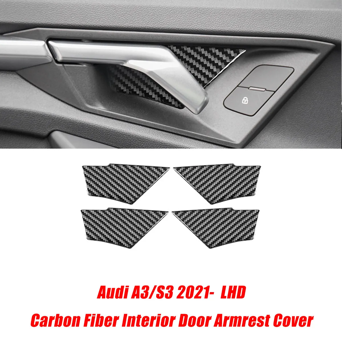 Car Carbon Fiber Interior Stickers for Audi A3 S3 2021-2022 LHD Decoration Frame Cover