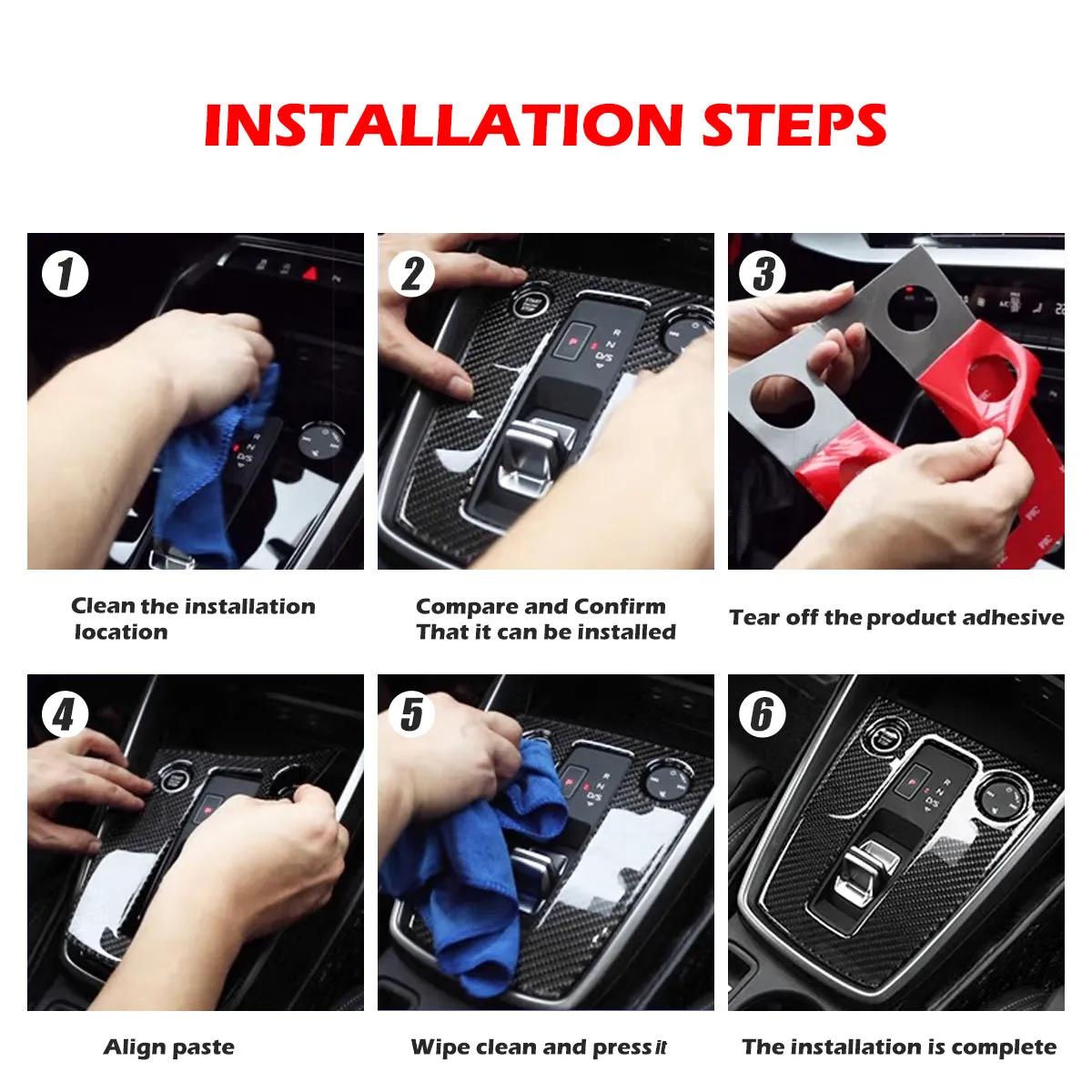 Car Carbon Fiber Interior Stickers for Audi A3 S3 2021-2022 LHD Decoration Frame Cover