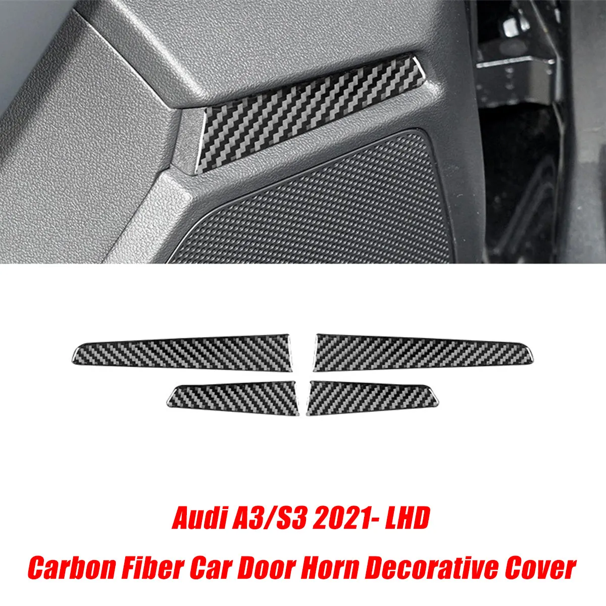 Car Carbon Fiber Interior Stickers for Audi A3 S3 2021-2022 LHD Decoration Frame Cover