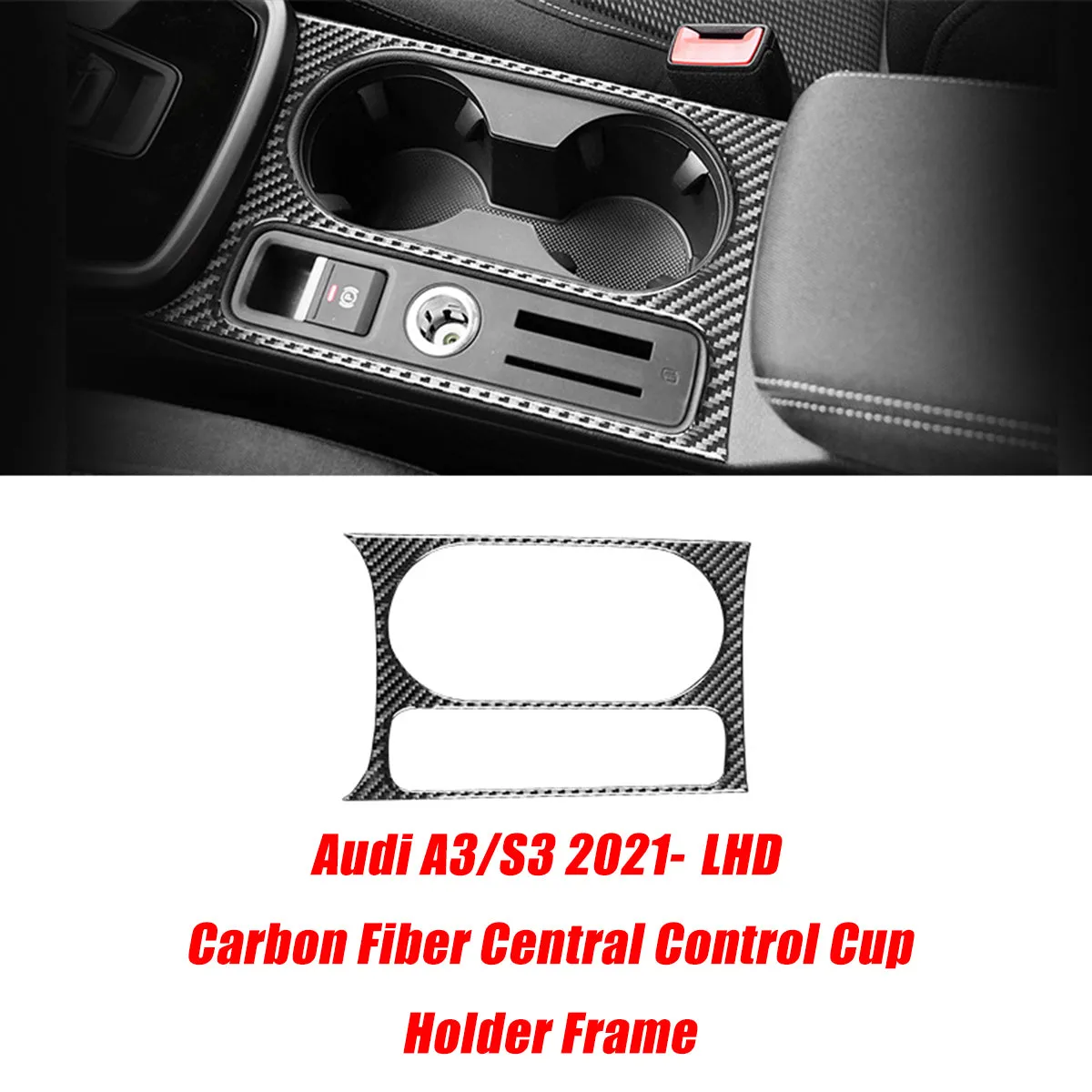 Car Carbon Fiber Interior Stickers for Audi A3 S3 2021-2022 LHD Decoration Frame Cover