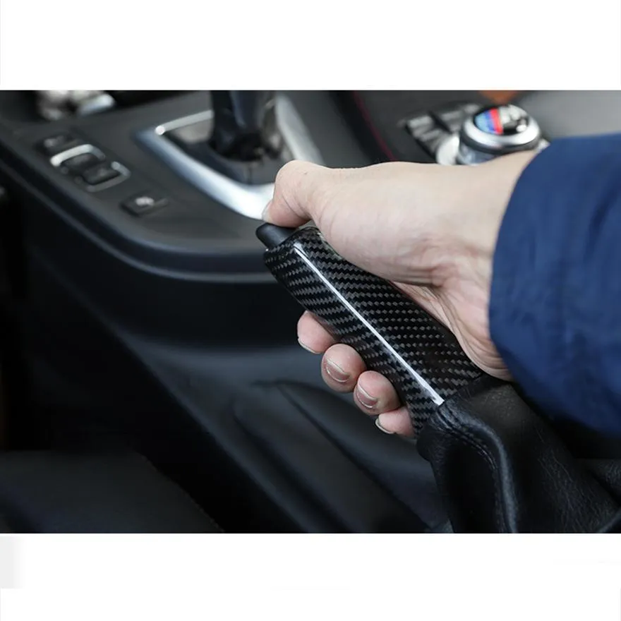 Carbon Fiber Central Handbrake Trim Decals for 1, 3, and X Series (E90, F30, F35) 2013-2017