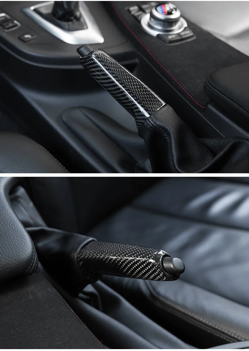 Carbon Fiber Central Handbrake Trim Decals for 1, 3, and X Series (E90, F30, F35) 2013-2017