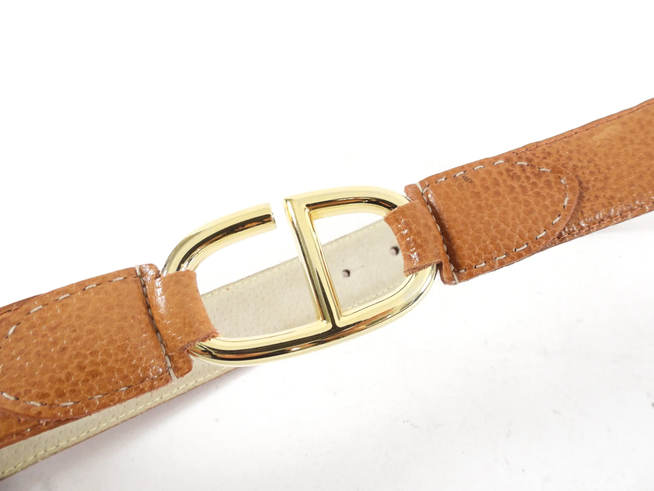 Christian Dior Vintage 1990's Tan Leather CD Logo Belt - 27-29"