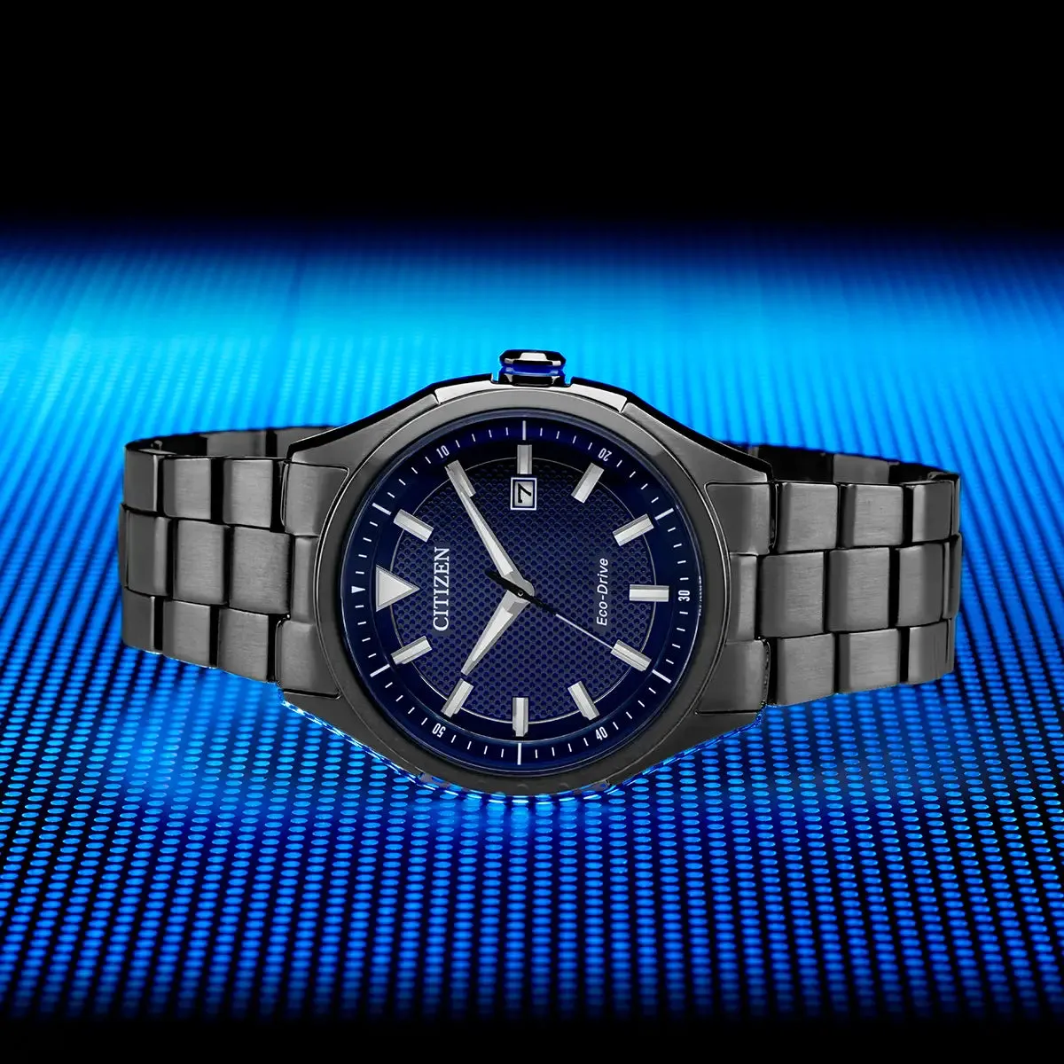 Citizen Eco-Drive Mens Black Stainless Steel Watch