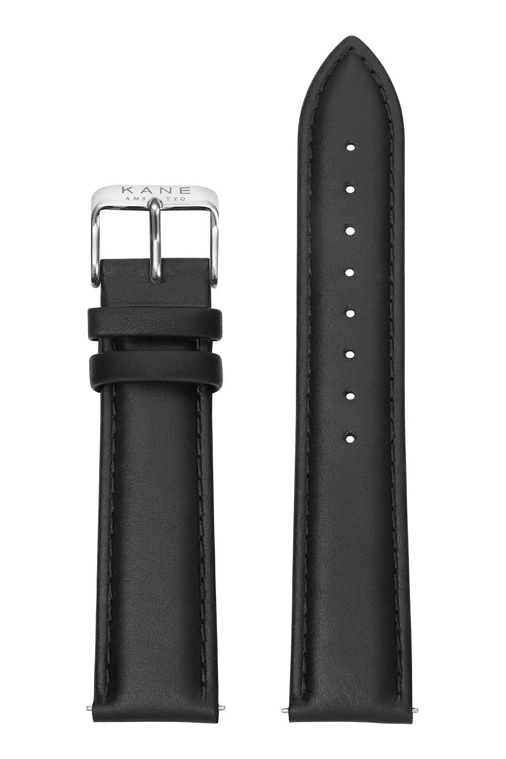 Classic Black Leather Strap (silver)