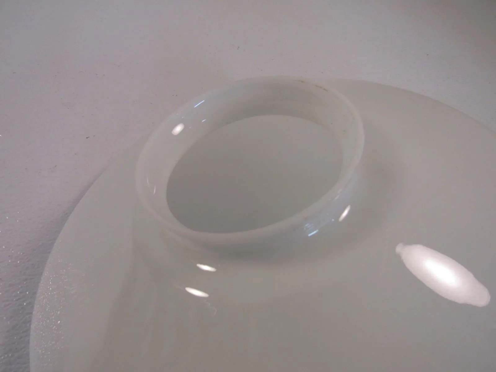 Classic Vintage Light Fixture Cover Shade 12in White 4in Opening Glass -- New