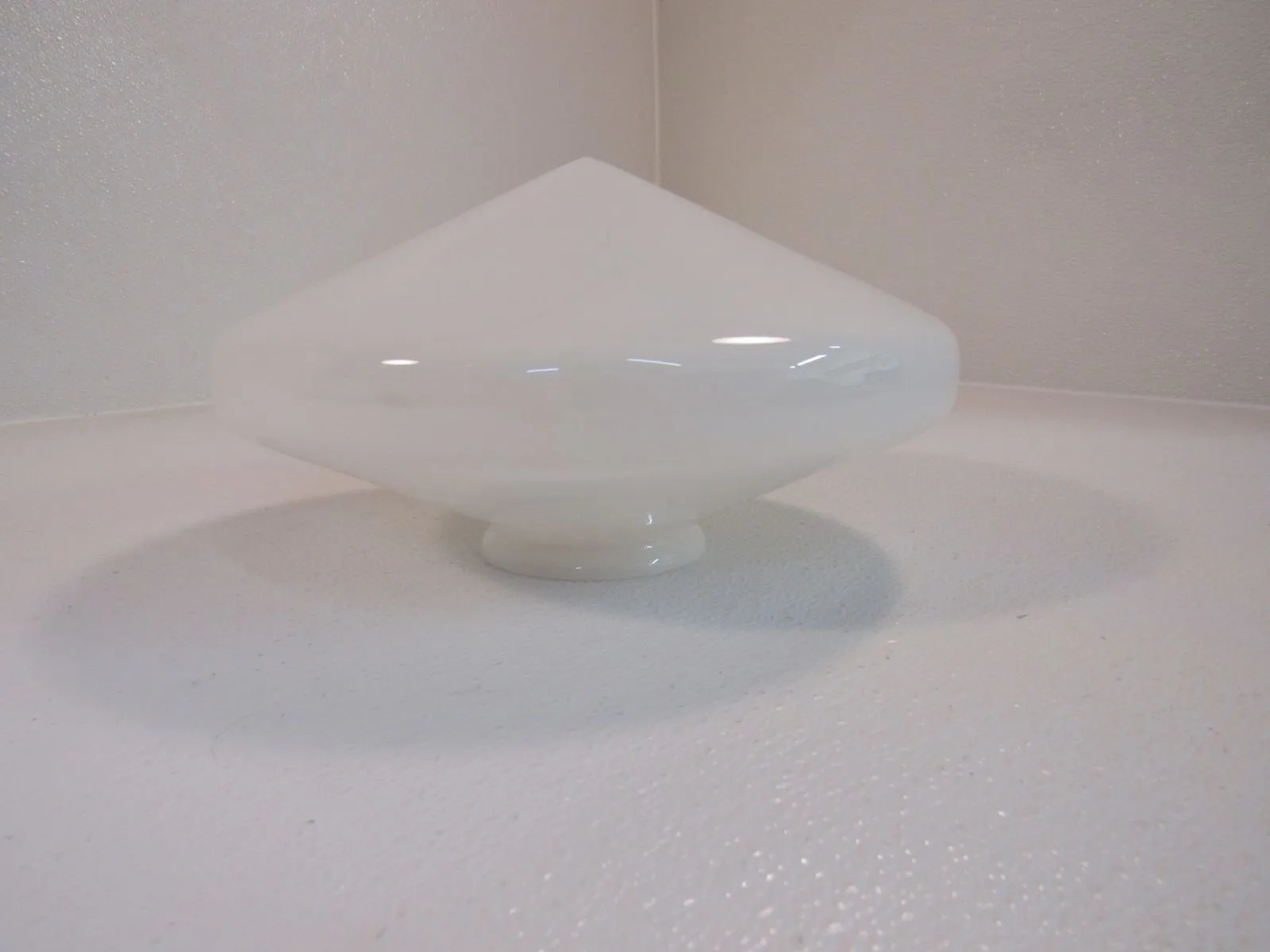 Classic Vintage Light Fixture Cover Shade 12in White 4in Opening Glass -- New