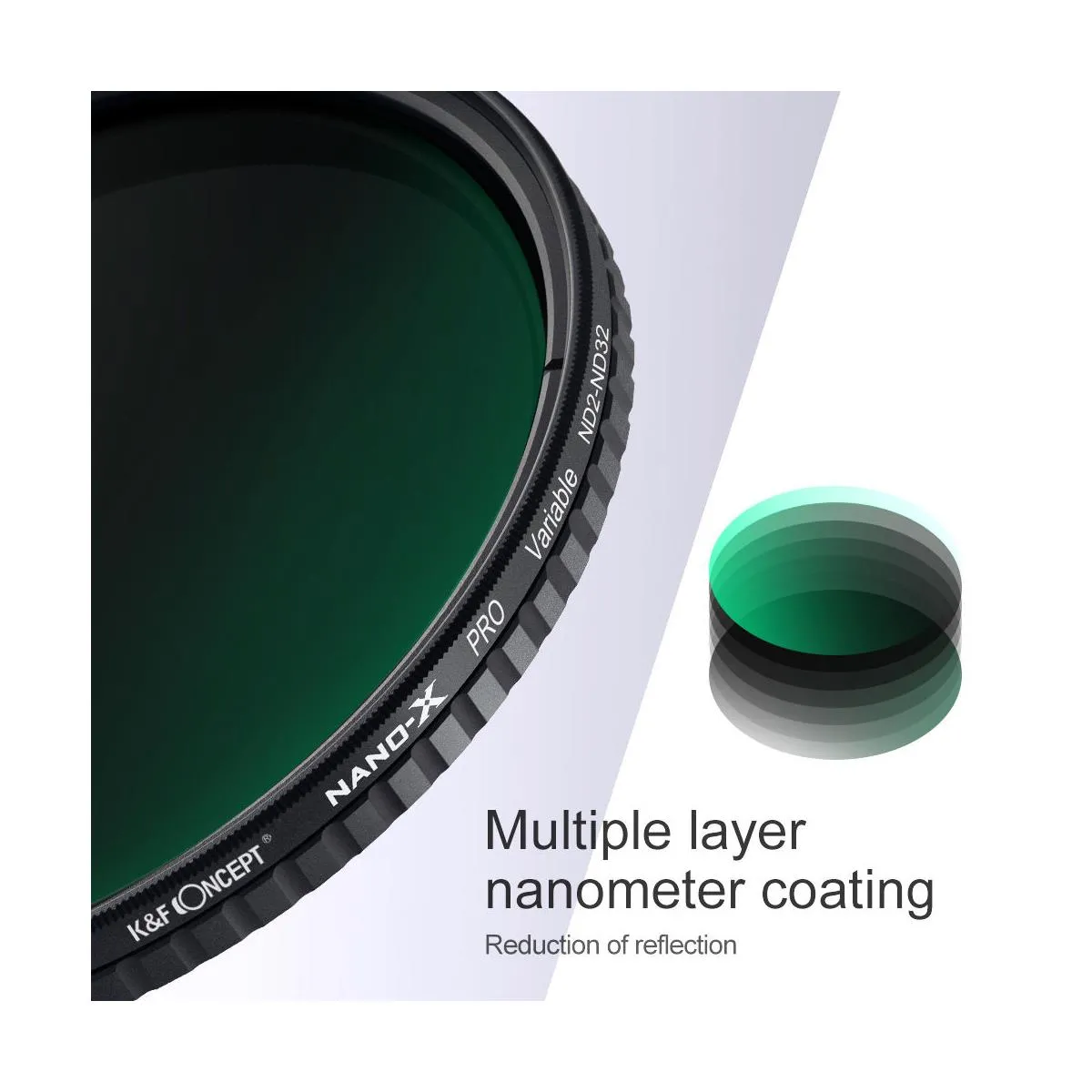 [CLEARANCE] K&F Concept Variable ND Filter ND2-ND32 (1-5 Stops) Neutral Density Nano-X Optical Glass Lens Filters with Waterproof & Scratchproof Multi-Layer Protective Coating and Ultra-thin Frame for DSLRs and Mirrorless Cameras